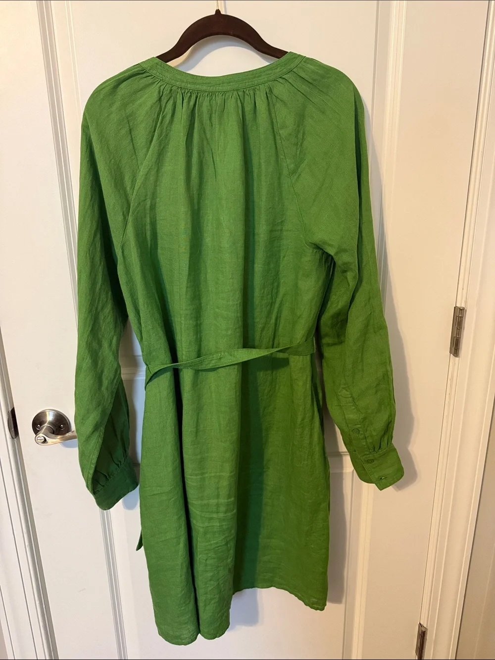 J.Crew Women’s Medium Tall 100% Linen Tie Waist Tunic Dress Green